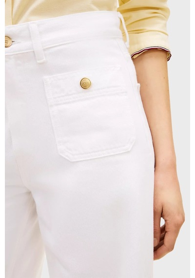 Tommy Hilfiger Bayan Kot Pantolon Ww0ww48576 Ycf Beyaz Beyaz