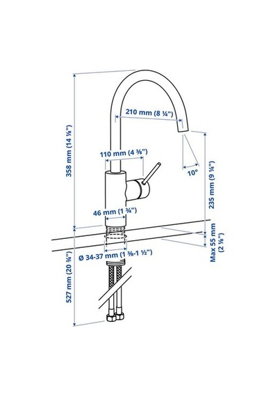 Ikea Sallsjön Eviye Bataryası, Metal Rengi, 36 Cm