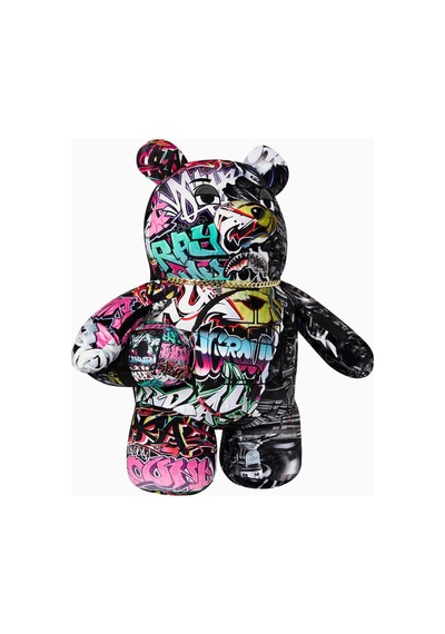Sprayground Split Cybershark Moneybear Teddy Bear Backpack, Sınırlı Üretim Lüks Sırt Çantası Renkli Çok Renkli