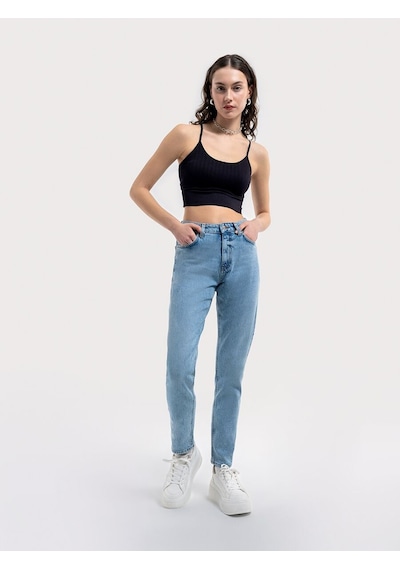 LOFT Mom Slim Fit Kadın Pantolon Lf2036157 Q1.v1 Denim
