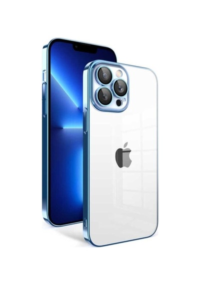 Apple Uyumlu iPhone 12 Pro Kılıf Kamera Korumalı Renkli Çerçeveli Zore Garaj Kapak Mavi Açık