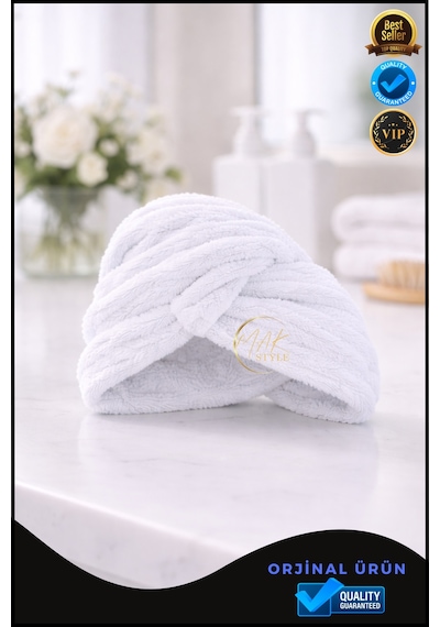 Mikrofiber Saç Havlusu Hızlı Kuruyan, Yumuşak Ve Hafif Farklı Renk Seçenekleri Beyaz