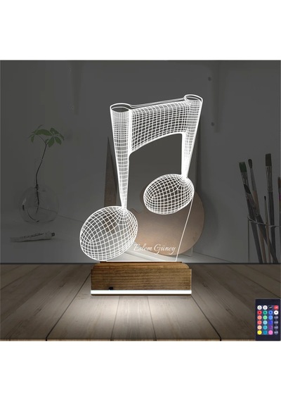 Luvivia Müzik Nota Müzisyen Kişiye Özel 3d Lamba - Masa Gece Lambası Şeffaf
