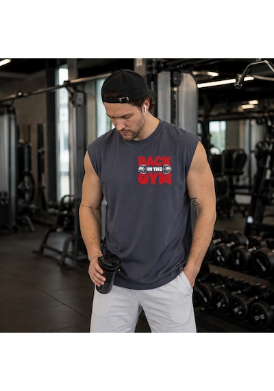 Urbantrendstore Baskılı Sporcu Atleti Gym Tişört %100 Pamuklu T-shirt Füme