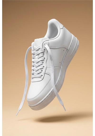 Last İcon Beyaz Renk Yassı Örgü Ayakkabı Bağcığı Spor Sneaker Uyumlu Beyaz