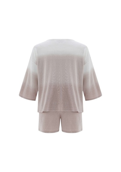 Peraluna Siri Blouse & Shorts Yazlık Triko Kadın Şort Takım Bej Bej