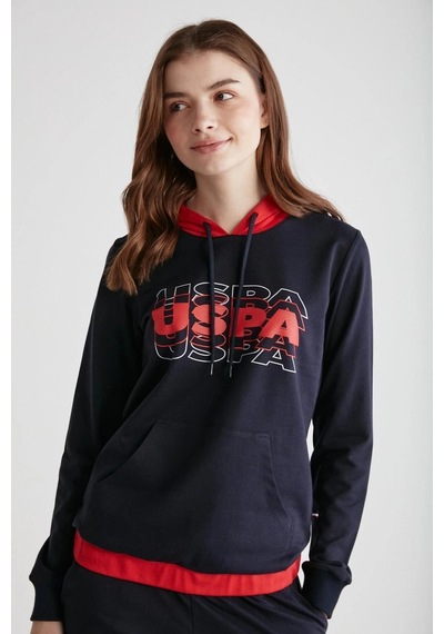 U.S. Polo Assn. - Kadın Lacivert Kapşonlu Pijama Takımı 16945