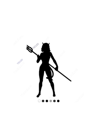 Elinde Yabası Ile Bekleyen Kuruklu Şeytan Melek Sticker 18Cm