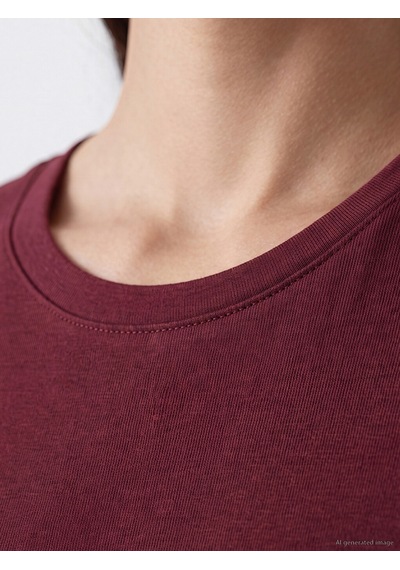 Lcw Everyday Bordo Bisiklet Yaka Soft Touch Kadın Tişört