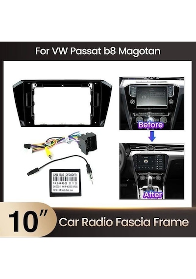 Volkswagen Passat B8 Piano Black Android Teyp Çerçeve 10 Inch - Soket - Canbus