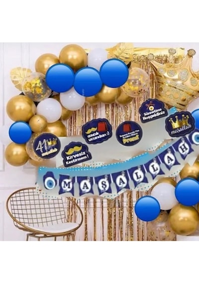 Sünnet Süsleme Balon Zinciri Seti Sünnet Süsleme Seti Standlı Lük Çok Renkli