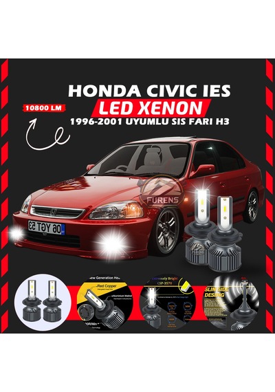 Honda Civic İes 1996-2001 Sis Farı Uyumlu Şimşek Etkili Led Xenon Premium Series H3