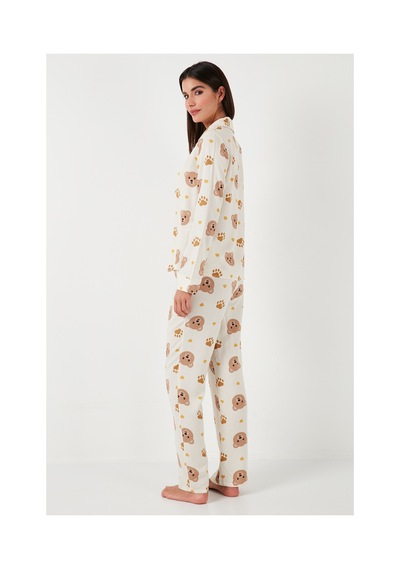 Lela Reguar Fit Yumuşak Dokulu Bayan Pijama Takımı 611Pt288Y Bej