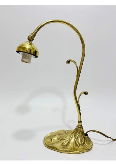 Antika Pirinç Masa Lambası 39cm Çok Renkli