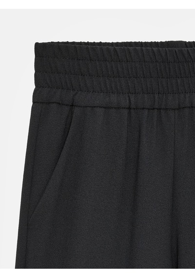 Dilvin 72259 Beli Lastikli Geniş Paça Pantolon-siyah Siyah
