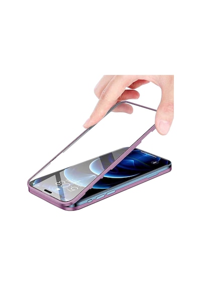 Apple iPhone Uyumlu 12 360 Derece Tam Kaplayan Cam Kapak Kılıf