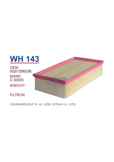WUNDER WH143 HAVA  FİLTRESİ - VOLKSWAGEN GOLF VII - A3 - LEON - O