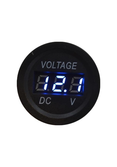 12v-24v Dijital Voltmetre Düz Tip Mavi Işık 28 Mm