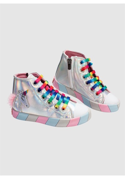 Unicorn Hologram Ortopedik Kız Sneakers Gri
