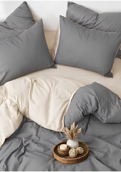Krem & Gri Tek Kişilik Nevresim Takımı Modern Minimal Seri Krem-gri