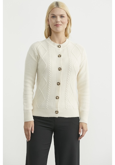 Sementa Düğmeli Oversize Angora Triko Hırka - Kemik Kemik