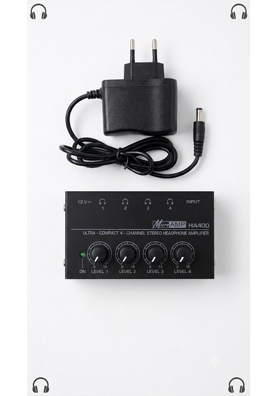 Microamp Ha400 4 Kanal Ultra Kompakt Stereo Kulaklık Amfisi 12v Adaptörlü
