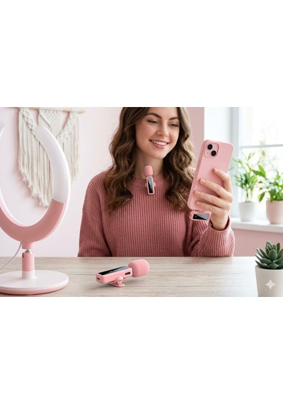 Mivessa Kablosuz Pembe Yaka Mikrofonu 2'li Lightning Uyumlu Telefon Canlı Yayın Röportaj Kayıt