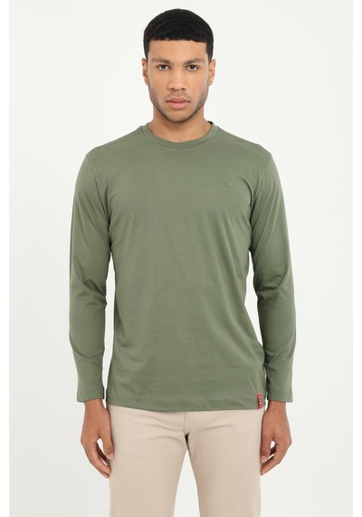 Dufy Erkek Regular Fit Bisiklet Yaka Haki Sweatshirt-25510