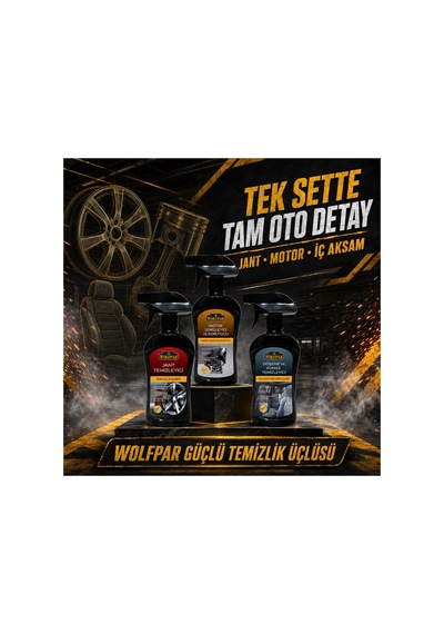 3 Lü Detaylı Araç Temizlik Seti Jant, Motor Ve Döşeme Bakımı