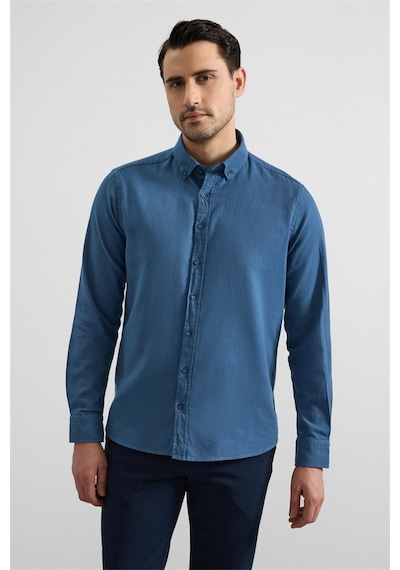Süvari Mavi Slim Düğmeli Yaka Düz Casual Gömlek Gm2008000264-m04 Mavi Süvari Mavi Slim Düğmeli Yaka Düz Casual Gömlek Gm2008000264-m04 Mavi