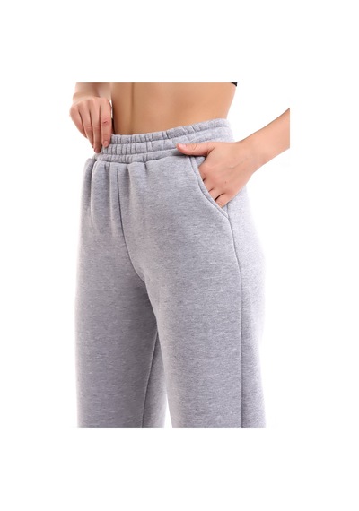 Winmoda34 Jogger Bol Kesim Kalın 3 Iplik Şardonlu Eşofman Altı Kadın gri