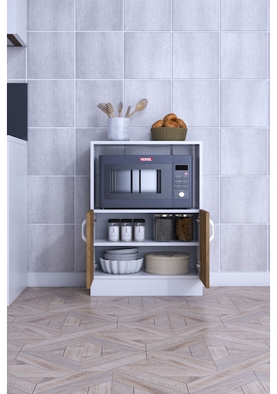 Rafineri Makro Dolap Çok Amaçlı Mikrodalga Fırın Dolabı Mdf Ceviz Beyaz Rafineri Makro Dolap Çok Amaçlı Mikrodalga Fırın Dolabı Mdf Ceviz Beyaz