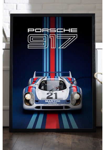 Porsche 917 Siyah Ahşap Çerçeveli Poster, Dekoratif Araba Duvar Tablosu