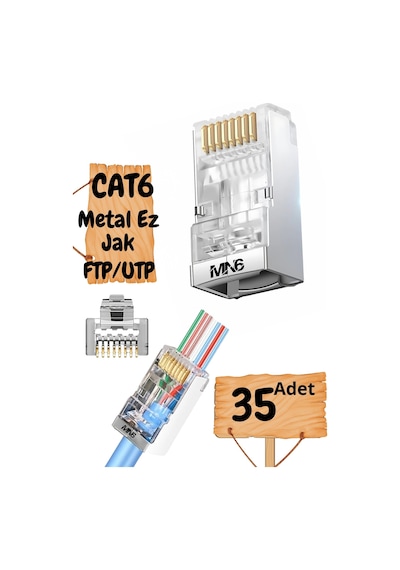 Mn6 M117xf Cat6 Jack/35 Adet-metal Ez/yeni Nesil Rj45 Cat6-8p/8c Açık Uçlu/cat6 Konnektör