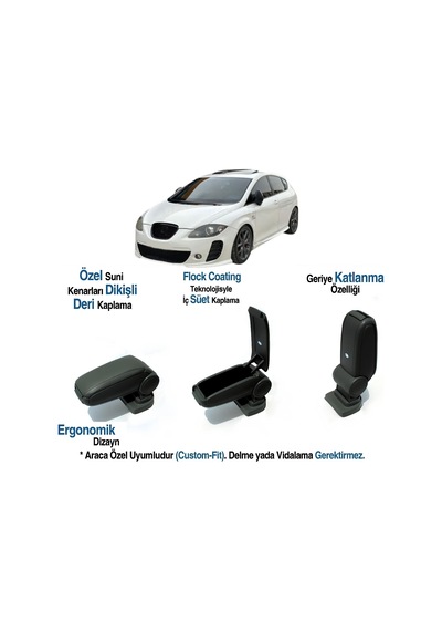 Seat Leon 1p Araca Özel Kol Dayama Vidasız Kolçak 2005 2006 2007 2008 2009 2010