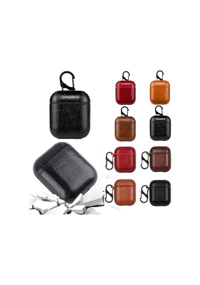 Ally Leather Case Apple Uyumlu AirPods 1-2 Pu Deri Koruma Kilifi 300646472 - Renk / Kirmizi