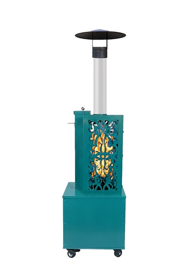 Retro Turkuaz Kutulu Lazer Kesimli Pelet Soba