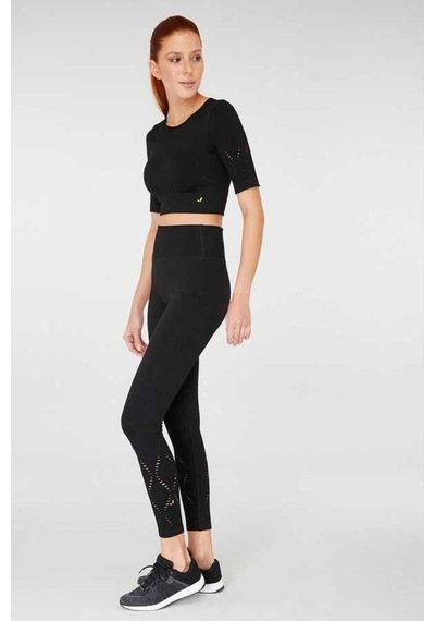 Jerf Naples Kısa Kol Crop Top Econyl Siyah