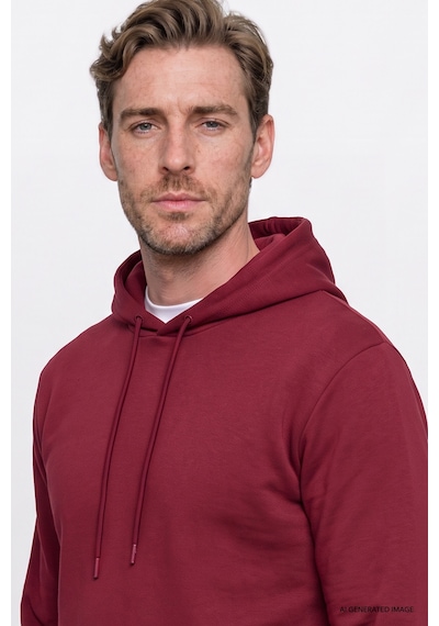 AC&Co / Altınyıldız Classics Standart Fit Normal Kesim Kapüşonlu Kanguru Cepli Pamuklu Erkek Sweatshirt Bordo