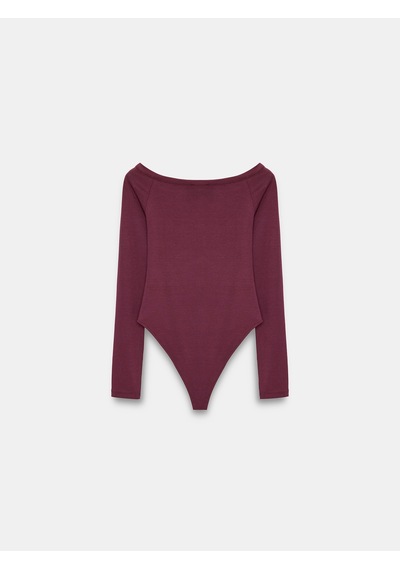 Dilvin 32661 Düğme Detaylı Bodysuit-bordo