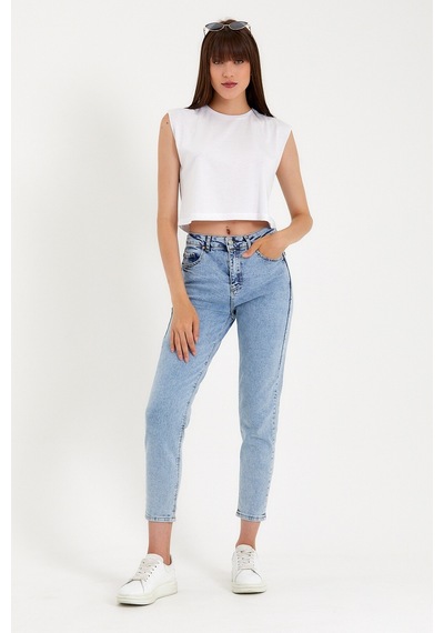 Kadın Regular Fit Crop Tişort Spr22tsk128 001