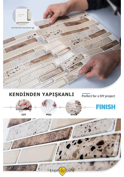 Trendpoint 3d 30 30cm Mutfak Tezgah Arkası Kaplama Pvc Kendinden Yapışkanlı Mozaik Görünüm Banyo