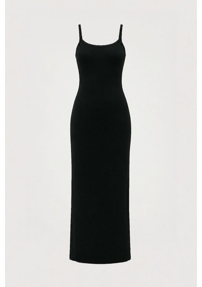 Suud Collection Siyah Rae Askılı Basic Elbise