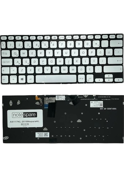 Asus Uyumlu Vivobook 14 X412fa-ek236t, 14 X412fa-ek319t Işıklı Klavye Gümüş Gri Tr