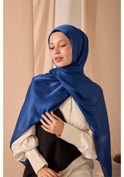 Silk Home Janjan Şal Tek Taraflı Gece Mavi Kendinden Çizgi Dokulu Parlak Yüzeyli 75x190 Çok Renkli