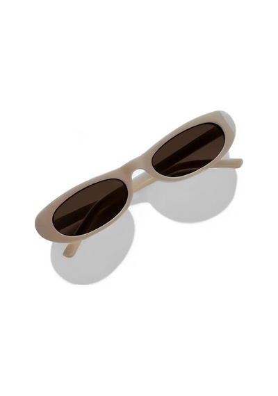 Laurent Slim Tasarım Ince Uv400 Unisex Krem Bej Kahverengi Güneş Gözlüğü Kahverengi