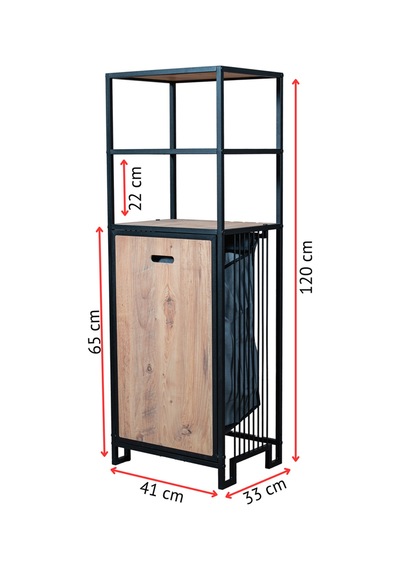 Uykula 3 Raflı Metal Banyo Düzenleyici Kirli Sepetli Çok Amaçlı Organizer Siyah