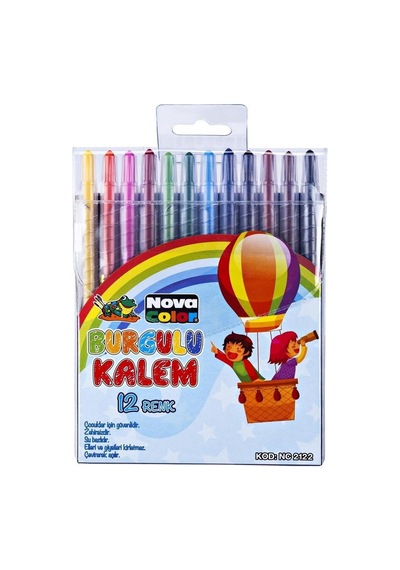 Nova Color Burgulu Kalem 12 Renk Set Çok Renkli