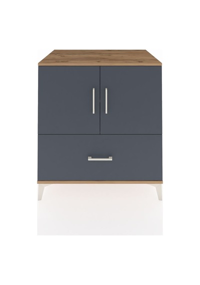 Kronos Şifonyer 2 Raflı Tek Çekmeceli 2 Kapaklı 88x59x96 Çam-antrasit Atlas Çam
