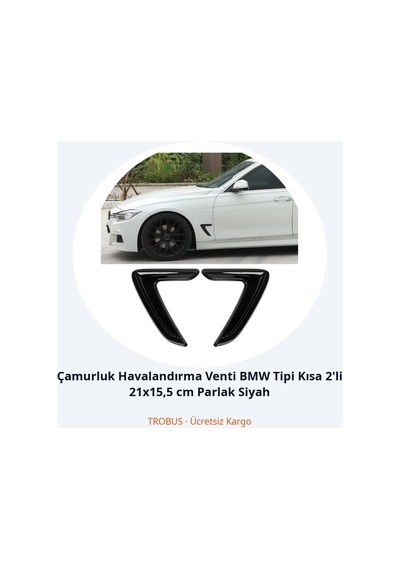 Trobus Çamurluk Havalandırma Venti Bmw Tipi Kısa 2'li 21x15,5 Cm Parlak Siyah